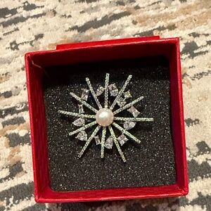 Elegant Silver and Pearl Brooch